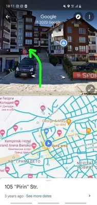 a map with a car parked in a parking lot at Pirin Palace in Bansko