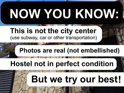 a screenshot of a text message about a city center at 10 Coins Hostel & tours in Sofia