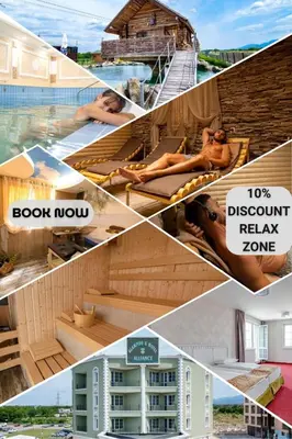a collage of four pictures of a swimming pool at Glamping Alliance Hotel in Plovdiv