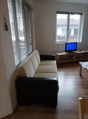 a living room with a couch and a tv at Apartment 2 Detelina Residence in Bansko