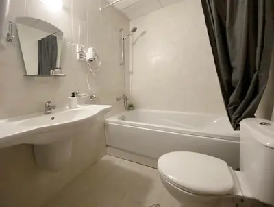 a bathroom with a sink and a toilet and a tub at Aspen studio Mountain retreat at Aspen Resort Golf Ski & Spa in Razlog