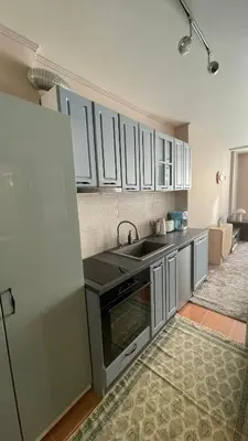 a kitchen with a sink and a refrigerator at Borovets Hills Boro Boro Studio 35m2 in Borovets