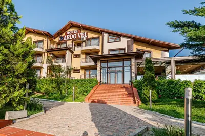 a building with a sign that reads dead blood way at ArdoVel Park Hotel in Velingrad