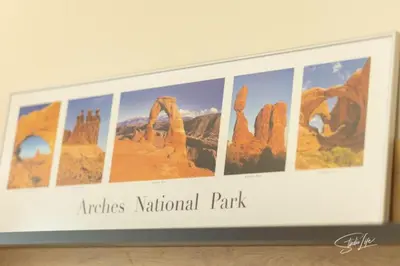 a framed picture of the arches national park at La Corte dei Bohem in Sofia
