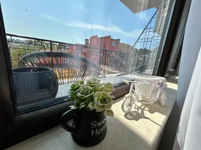 a plant in a pot sitting on a window sill at Old Town Apartment 3 with Free Private Parking in Plovdiv