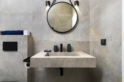 a bathroom with a sink and a mirror at Industrial-style 2BD Loft with Parking Spot by Flat Mаnager in Plovdiv